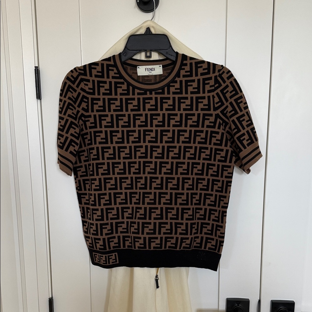 Fendi Monogram Brown and Black Knit Top